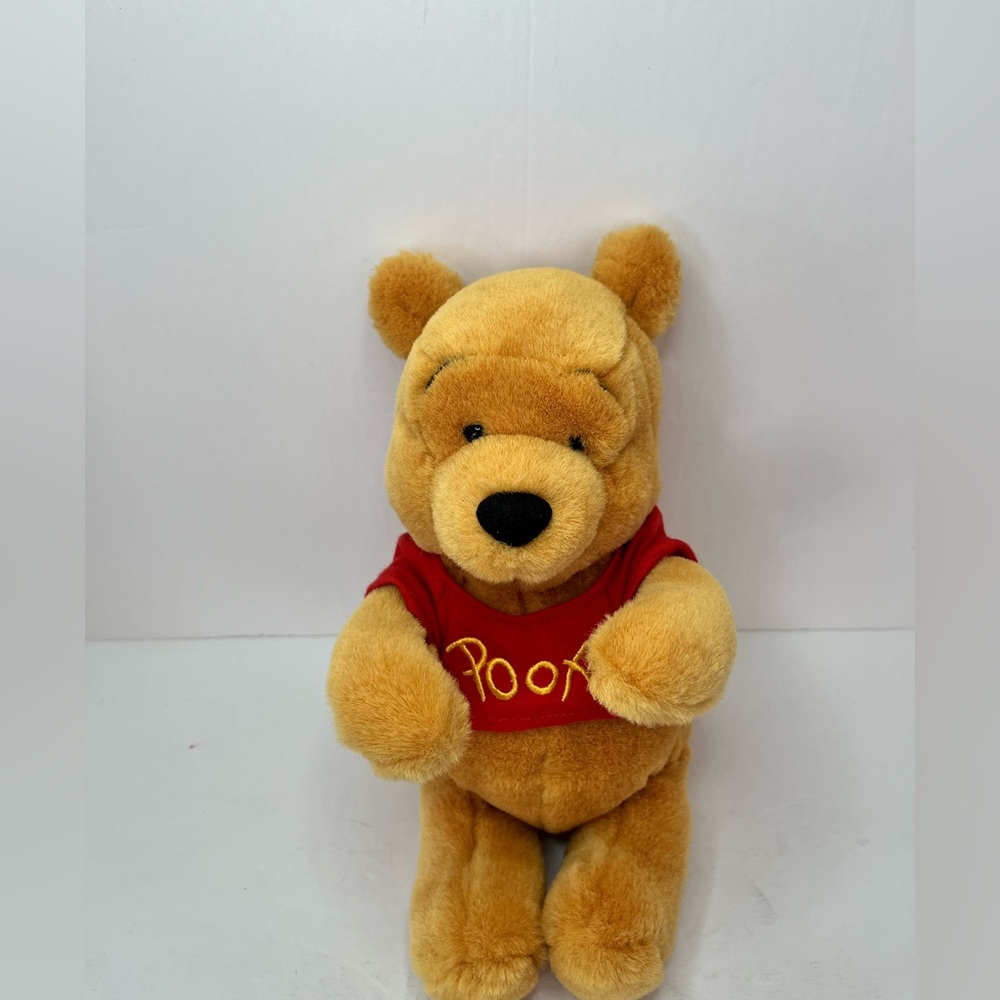 Walt Disney Company Winnie the Pooh Sitting Plush Stuffed Animal w/red sweater